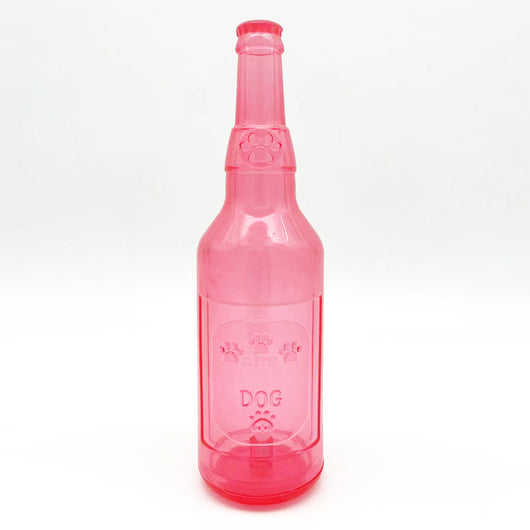 Translucent blue pet molar toy shaped like a bottle, featuring embossed paw prints and the word "DOG". - Image 6