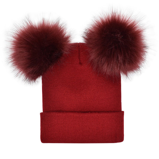 Gorro de Lana Tejido Doble para Mujer con Bola Decorativa - Image 9