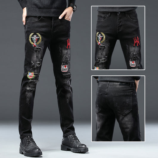 Jeans Slim Fit Rotos con Bordados Premium - Image 8