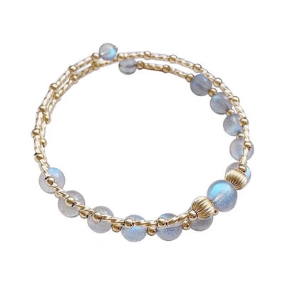 Pulsera de Piedra Luna Natural Doble Capa - Cristal Genuino - Image 5