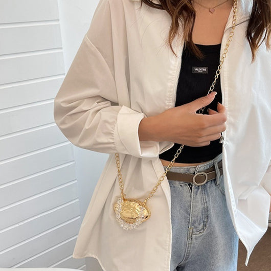 Bolsa Crossbody de Fiesta con Cadena Dorada - Diseño Elegante Huevo - Image 12
