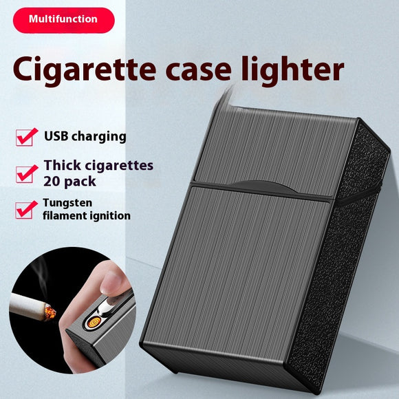 Encendedor Recargable USB con Estuche Portacigarrillos Resistente al Viento