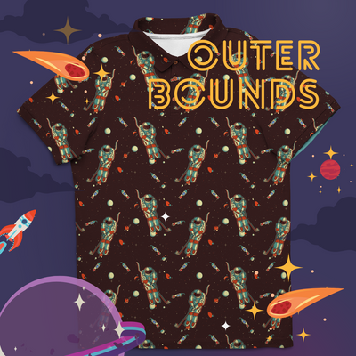 Outer Bounds | Camisa Polo Masculina Astronauta Retrô de Golfe