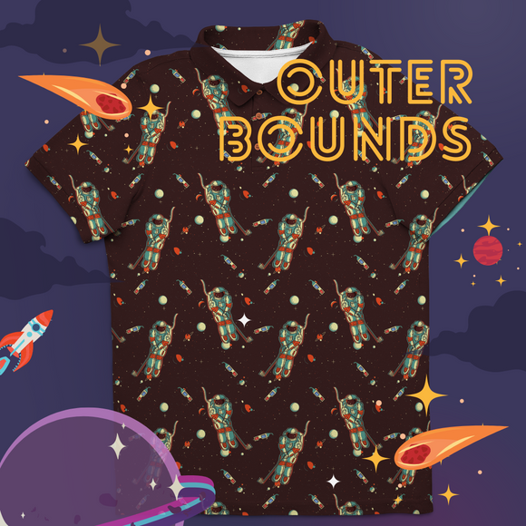 Outer Bounds | Camisa Polo Masculina Astronauta Retrô de Golfe