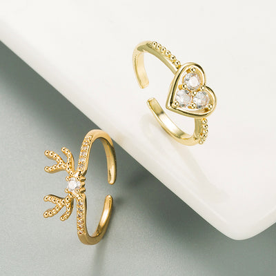 Anillo de Cobre Chapado en Oro - Diseño Navideño Reno Amor