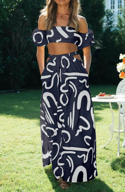 Traje Vestido Elegante con Mangas Abullonadas y Abertura Decorativa - Image 3