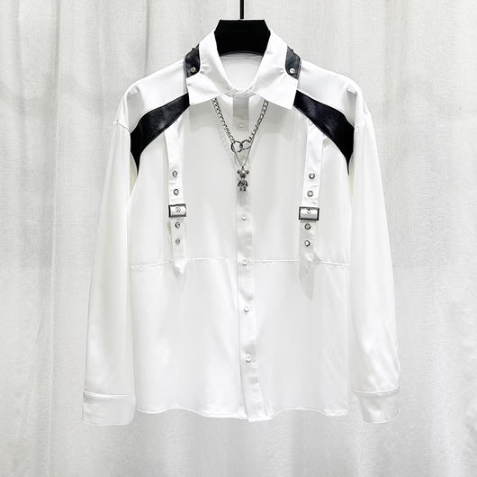 Camisa Patchwork de Manga Larga para Hombre - Estilo Moderno - Image 7