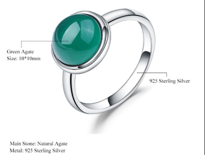 Anillo de Ágata Verde Natural - Diseño Minimalista para Mujer - Image 6