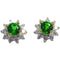Emerald Diopside Round Sterling Plateado Stud Earrings Verde