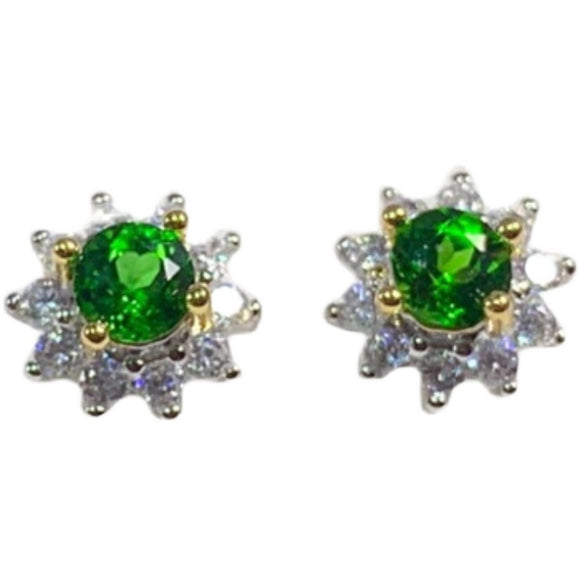 Aretes de Plata Esterlina con Diopsida Esmeralda