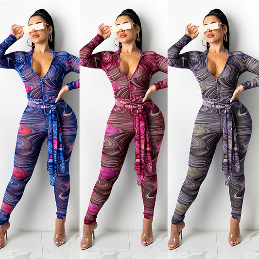 Jumpsuit Transparente de Manga Larga para Discoteca