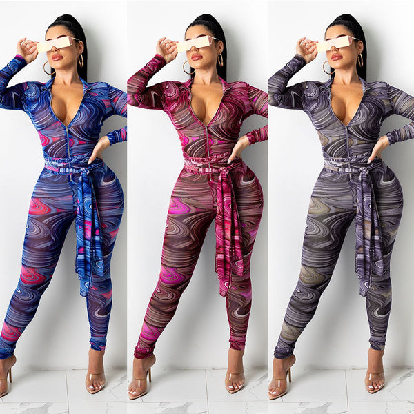 Jumpsuit Transparente de Manga Larga para Discoteca