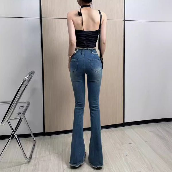 Jeans Skinny Retro Estilo Hong Kong para Mujer - Tela Ligera Verano