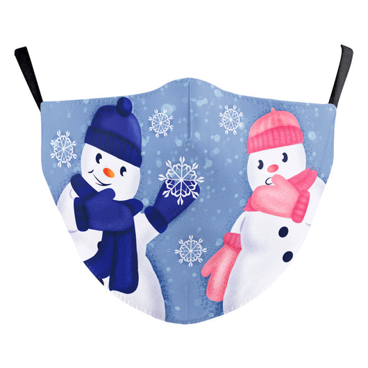 Christmas dust mask with a digital print of a black and white dog wearing a Santa hat and holding a candy cane. - Image 20