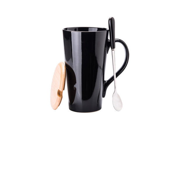Taza Térmica de Cerámica con Tapa y Gran Capacidad
