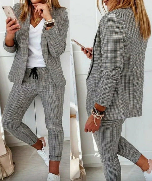 Pantalón Recto a Cuadros para Mujer - Traje Casual Moderno - Image 6