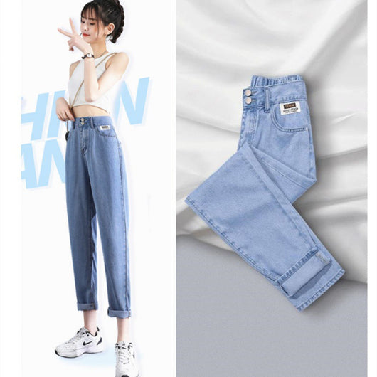 Pantalón Harem Cintura Alta Recto Nueve Puntos Seda Helada para Mujer - Image 4