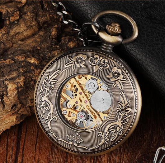 Reloj de Bolsillo Mecánico Clásico con Tapa Abatible y Grabado Romano - Image 6