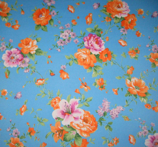 Tela de Poliéster Estampada Piel de Melocotón con Diseño de Peonía Multicolor - Image 8