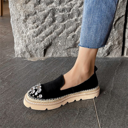 Mocasines Plataforma con Strass Punta Redonda Cómodos y Elegantes - Image 7