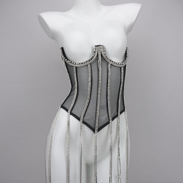 Chaleco Transparente con Encaje y Strass para Mujer - Prenda Exterior Atrevida