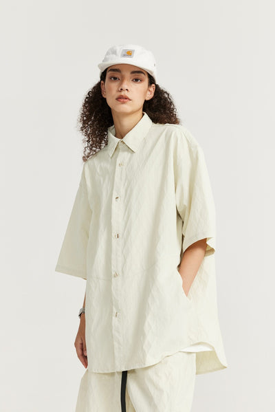 Camisa Estilo Japonés con Textura Jacquard Rombos y Cuadros - Image 17
