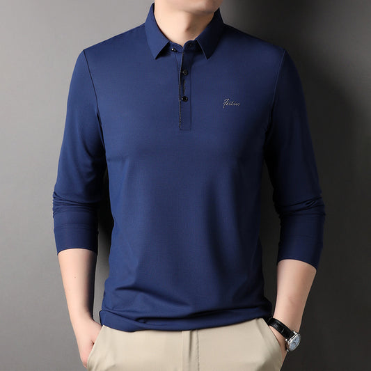 Camiseta Manga Larga Hombre Cuello Semiabierto Estilo Coreano