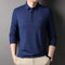 Camiseta Masculina de Manga Longa com Gola Semiaberta Estilo Coreano