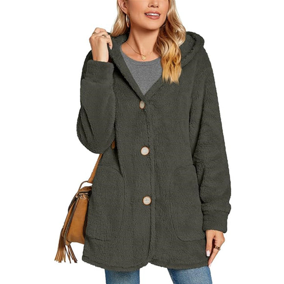 Cardigan Tipo Sudadera con Capucha y Bolsillos - Abrigo Casual Europeo