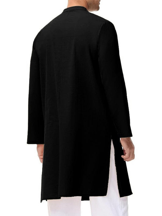 Bata Casual Slim Fit de Manga Larga para Hombre - Cuello de Pie Elegante - Image 8