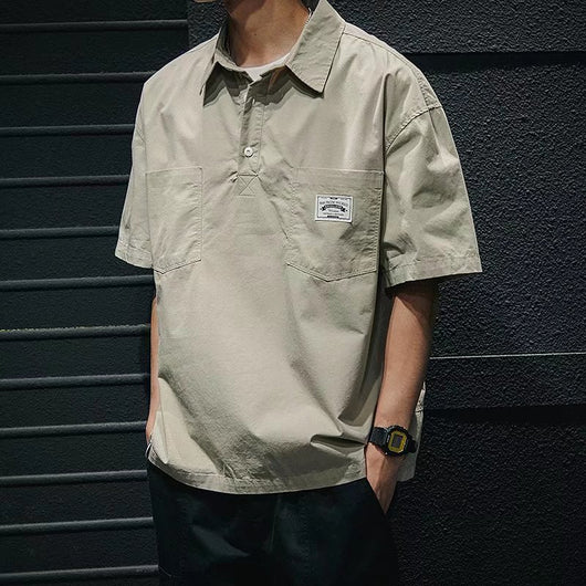 Camiseta de Trabajo Holgada en Colores Sólidos para Hombre - Image 5