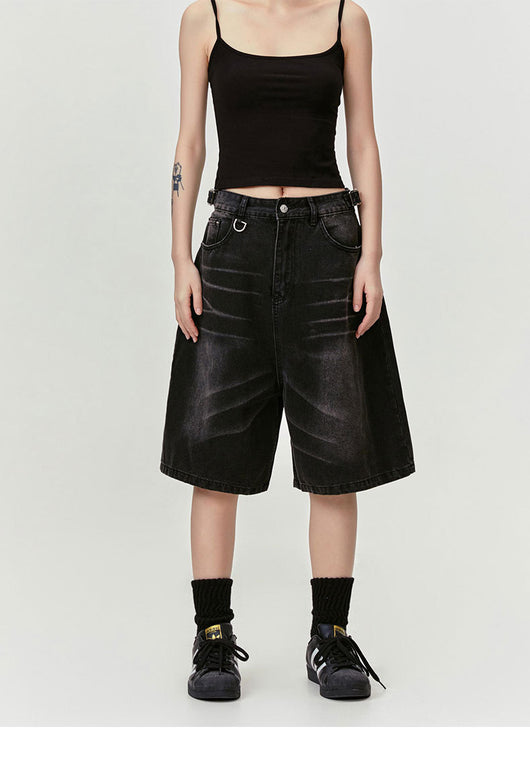 Pantalones Vaqueros Cropped Retro Americano con Patrón Barba de Gato Delavado - Image 16