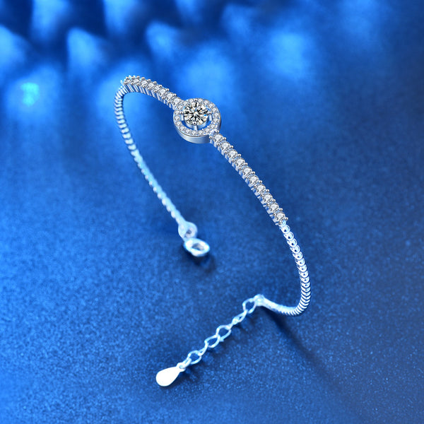 Pulsera de Plata 925 con Moissanita - Diseño Coreano Elegante para Mujer