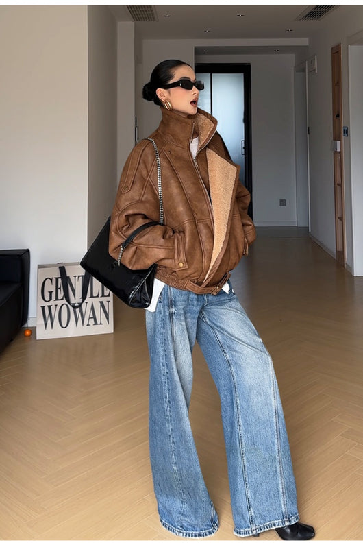 Chaqueta Retro Motociclista con Cuello Solapa y Forro de Terciopelo Grueso - Image 12