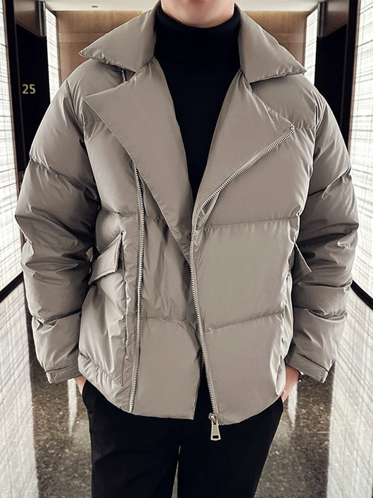 Chaqueta Acolchada de Plumas para Hombre con Cuello Clásico - Image 2