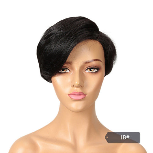 Peluca Corta de Cabello Natural Tejida a Mano con Encaje Frontal - Image 2