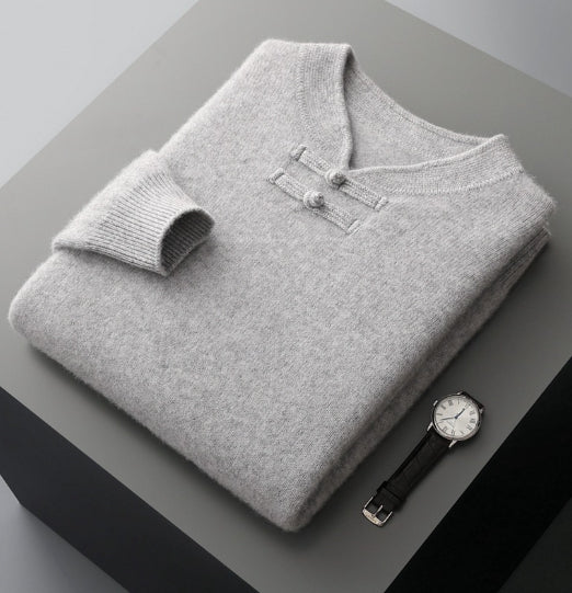 Suéter de Lana Pura con Cuello Alto Vintage para Hombre - Image 16