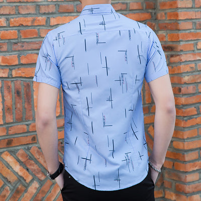 Camisa Estampada de Manga Corta para Hombre Talla Grande - Image 12