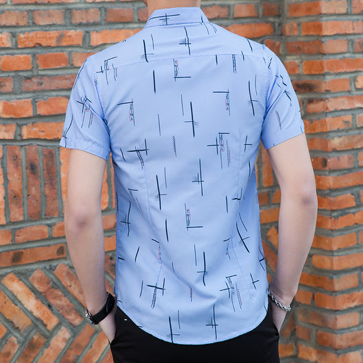 Camisa Estampada de Manga Corta para Hombre Talla Grande - Image 12