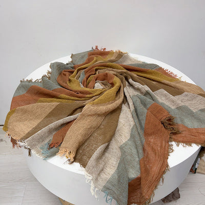 Pañuelo de Algodón y Lino a Rayas - Chal Suave para Mujer - Image 7