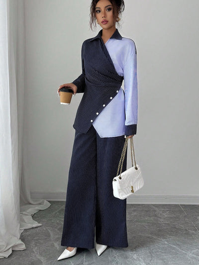 Traje Ejecutivo con Contraste: Camisa Manga Larga y Pantalón Recto - Image 17