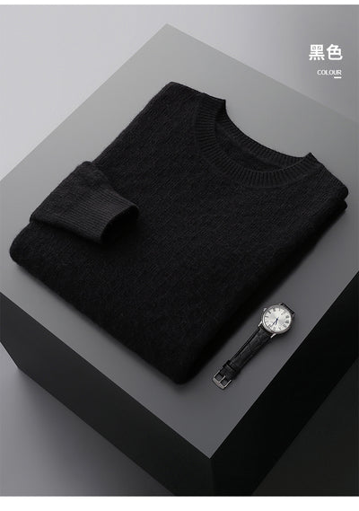 Suéter de Cachemira Gruesa para Hombre - Cuello Redondo Elegante para Otoño e Invierno - Image 21