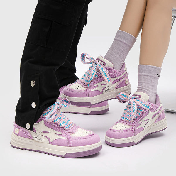 Zapatillas Deportivas Mujer Lavanda Suela Gruesa Estilo Casual