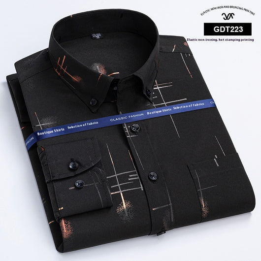 Camisa Casual Antimanchas para Hombre Maduro - Patrón Cuadros Bronce sin Planchado - Image 12