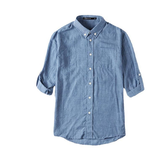 Camisa de Lino y Algodón para Hombre Manga Larga Casual Ligera