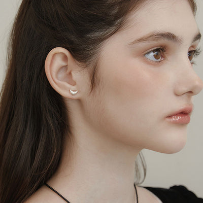 Aretes de Botón Diseño Minimalista Japones Croissant Personalidad - Image 4