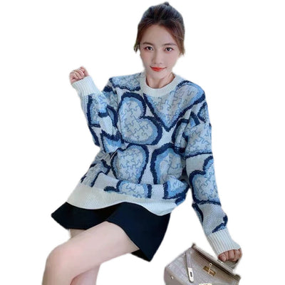 Suéter Tejido Jacquard Combinado de Colores - Blusa Holgada para Mujer - Image 5