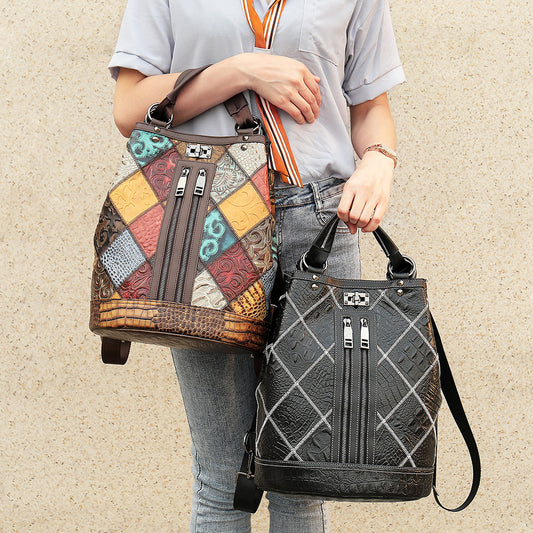 Mochila de Cuero Étnica para Mujer - Estilo Bohemio - Image 2