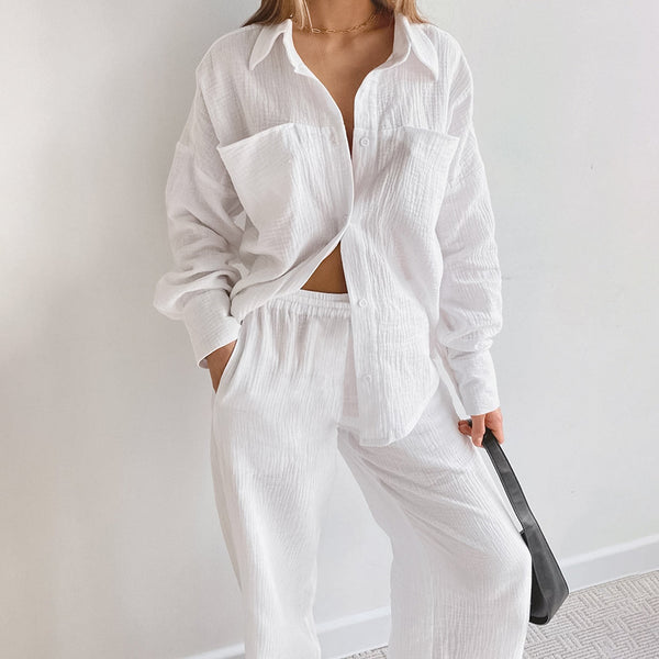 Conjunto de Blusa Suelta y Pantalón Recto de Cintura Alta - Image 8