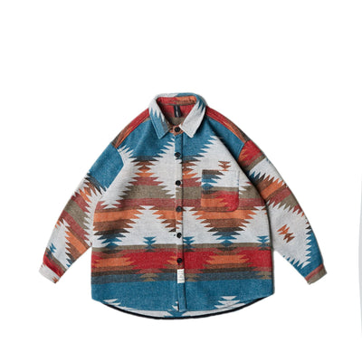 Camisa de Lana Estilo Étnico con Solapa - Moda Trendy para Hombre - Image 2